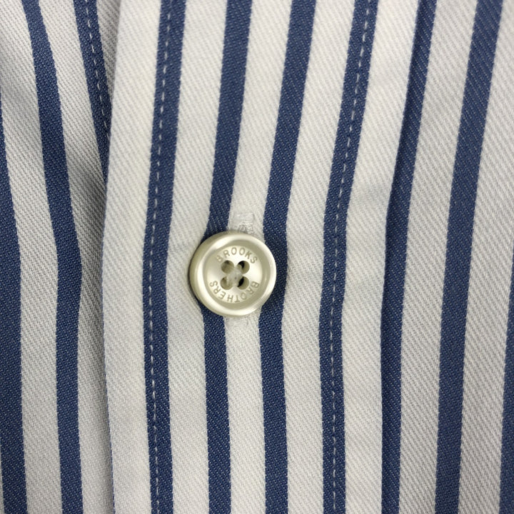 Brooks Brothers Short-Sleeve Button-Down Striped Shirt, Men's Size M (approx.) cotton Blue type light blue Vintage Second Hand