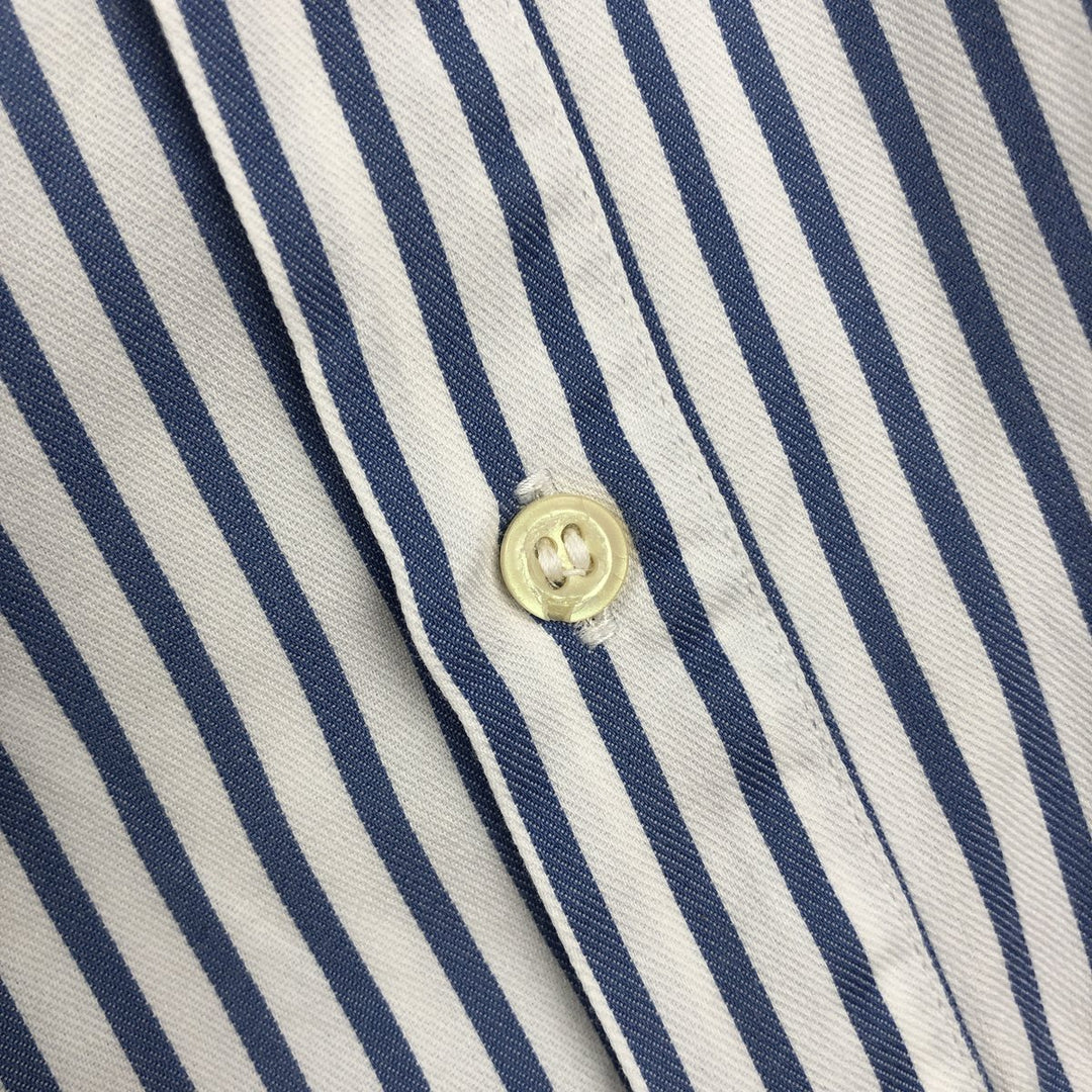 Brooks Brothers Short-Sleeve Button-Down Striped Shirt, Men's Size M (approx.) cotton Blue type light blue Vintage Second Hand