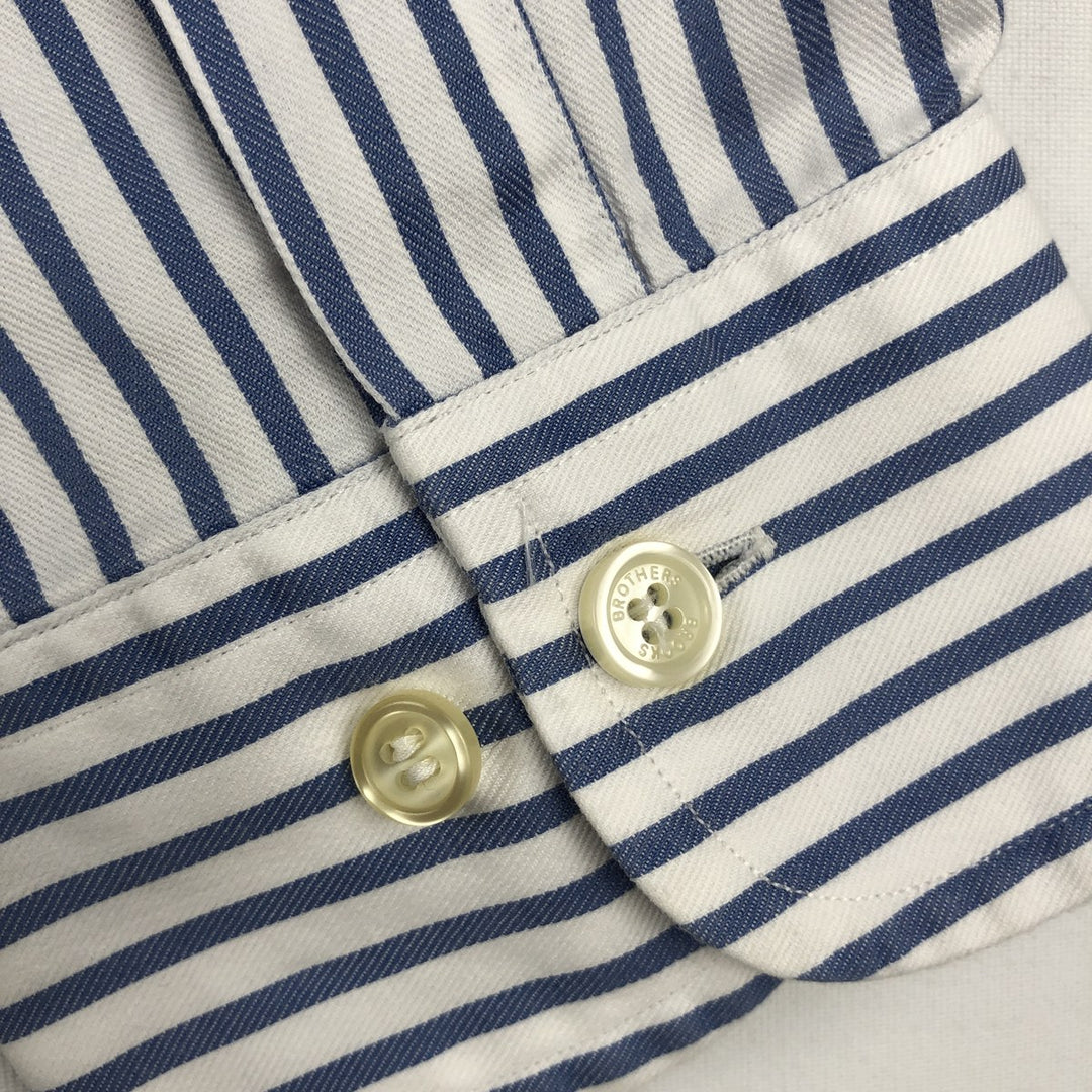 Brooks Brothers Short-Sleeve Button-Down Striped Shirt, Men's Size M (approx.) cotton Blue type light blue Vintage Second Hand