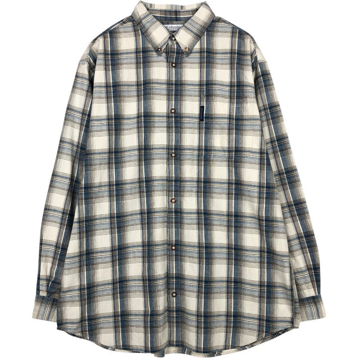 2000'S Columbia long-sleeved button-down check shirt, men's size XL cotton white type Vintage Second Hand