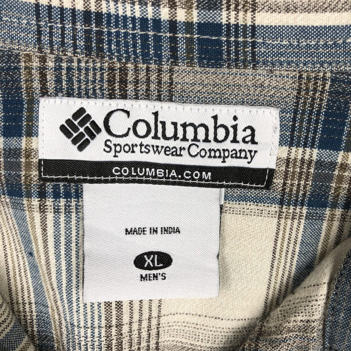 2000'S Columbia long-sleeved button-down check shirt, men's size XL cotton white type Vintage Second Hand