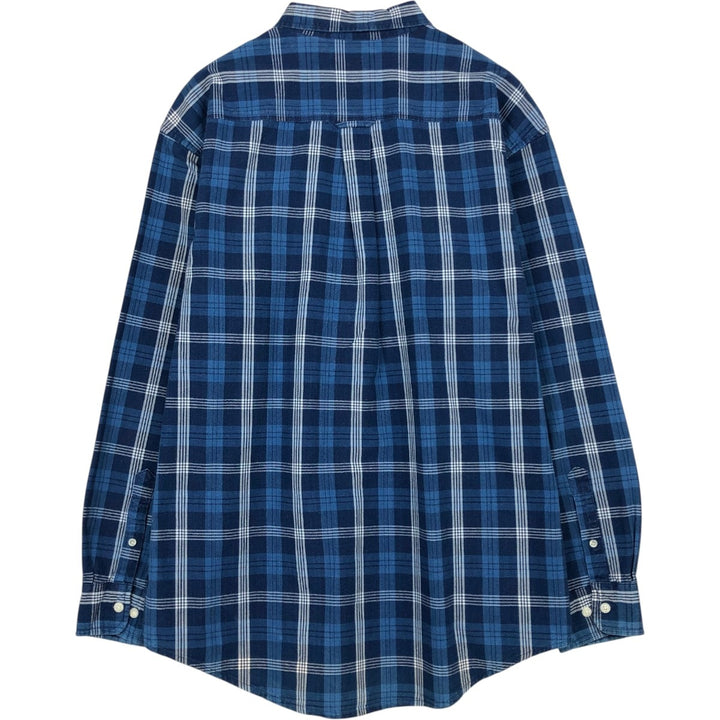 St. John's Bay Long-Sleeve Button-Down Check Shirt, Men's Size M (approx.) cotton navy blue type Vintage Second Hand