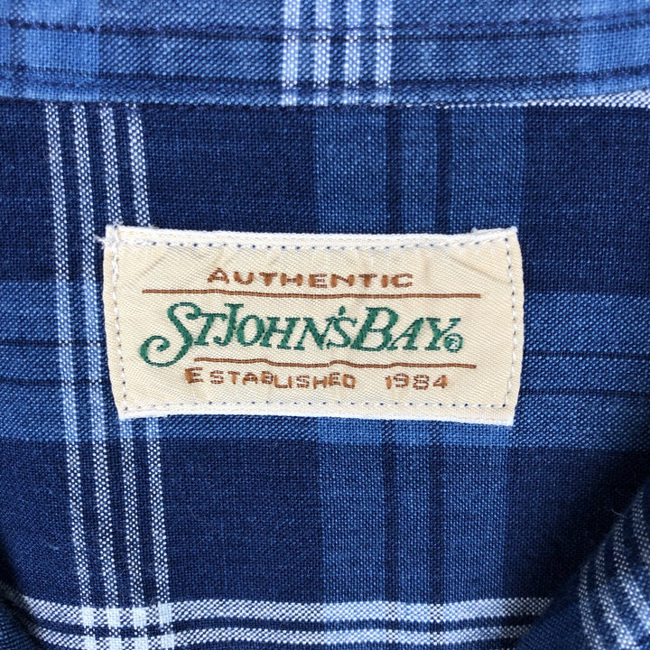 St. John's Bay Long-Sleeve Button-Down Check Shirt, Men's Size M (approx.) cotton navy blue type Vintage Second Hand