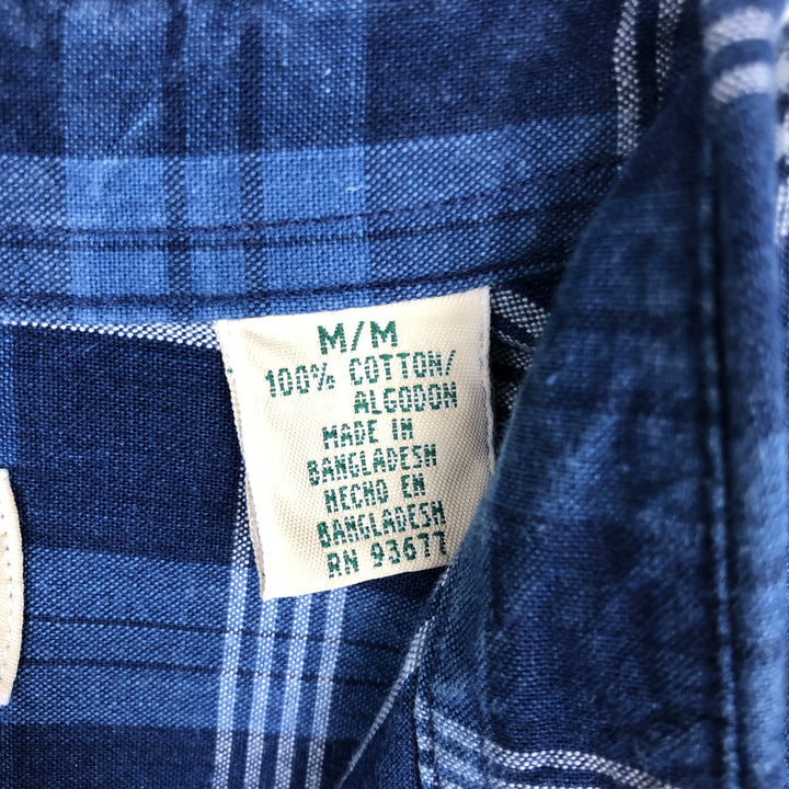 St. John's Bay Long-Sleeve Button-Down Check Shirt, Men's Size M (approx.) cotton navy blue type Vintage Second Hand