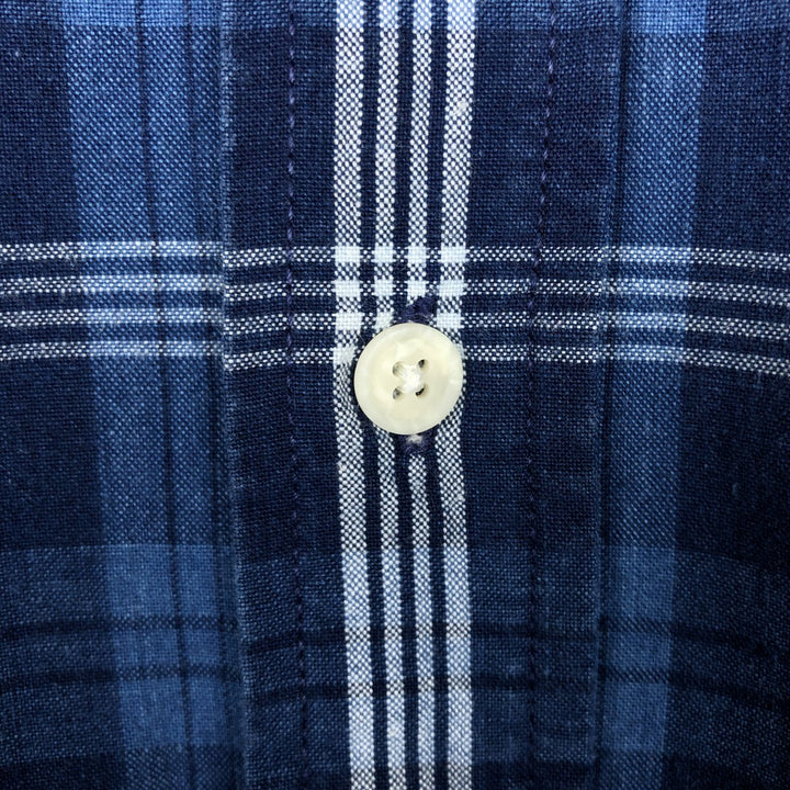 St. John's Bay Long-Sleeve Button-Down Check Shirt, Men's Size M (approx.) cotton navy blue type Vintage Second Hand
