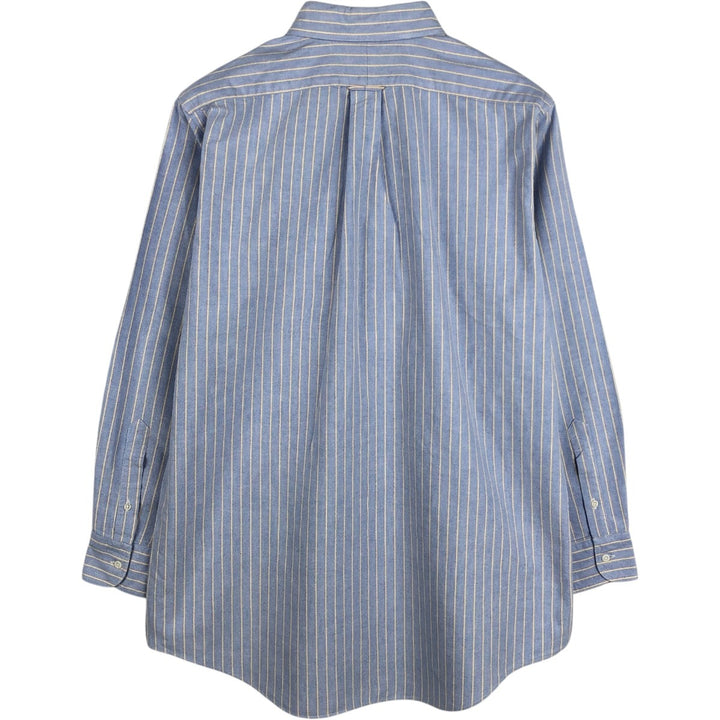 Lands' End Long-Sleeve Button-Down Striped Shirt, Men's Size L (approx.) cotton Blue type light blue Vintage Second Hand