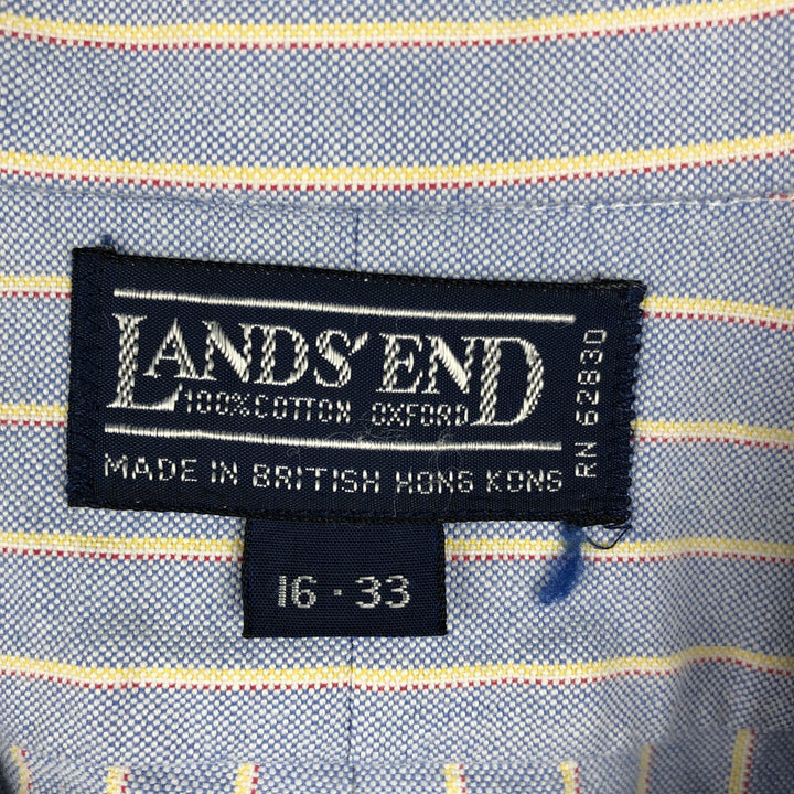Lands' End Long-Sleeve Button-Down Striped Shirt, Men's Size L (approx.) cotton Blue type light blue Vintage Second Hand
