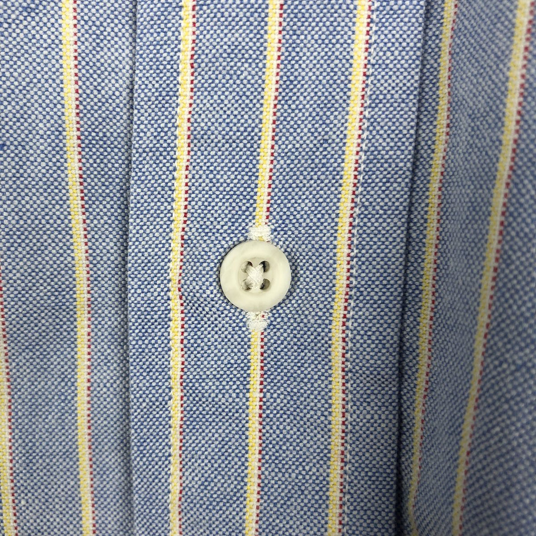 Lands' End Long-Sleeve Button-Down Striped Shirt, Men's Size L (approx.) cotton Blue type light blue Vintage Second Hand