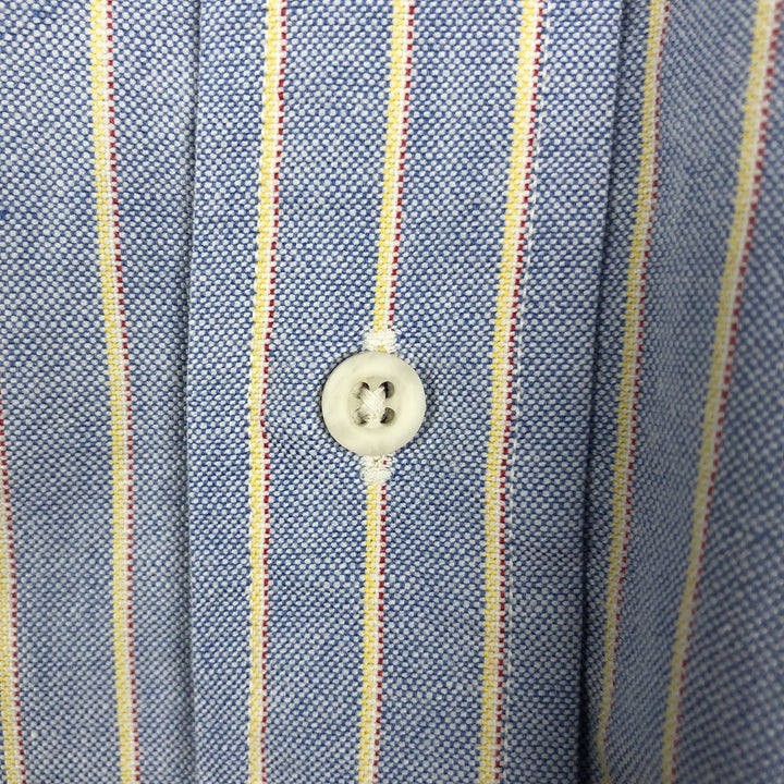 Lands' End Long-Sleeve Button-Down Striped Shirt, Men's Size L (approx.) cotton Blue type light blue Vintage Second Hand