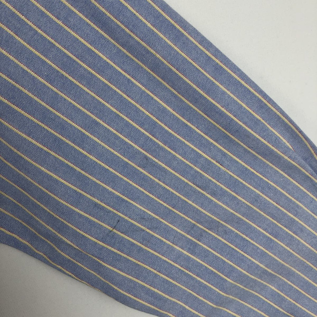 Lands' End Long-Sleeve Button-Down Striped Shirt, Men's Size L (approx.) cotton Blue type light blue Vintage Second Hand