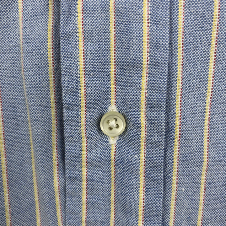 Lands' End Long-Sleeve Button-Down Striped Shirt, Men's Size L (approx.) cotton Blue type light blue Vintage Second Hand
