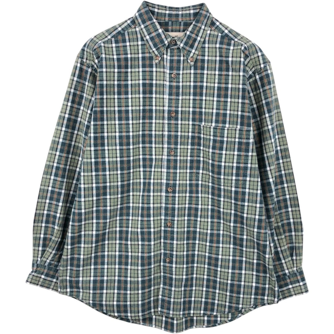 Eddie Bauer Long Sleeve Button-Down Check Shirt, Men's Size M cotton green type Vintage Second Hand
