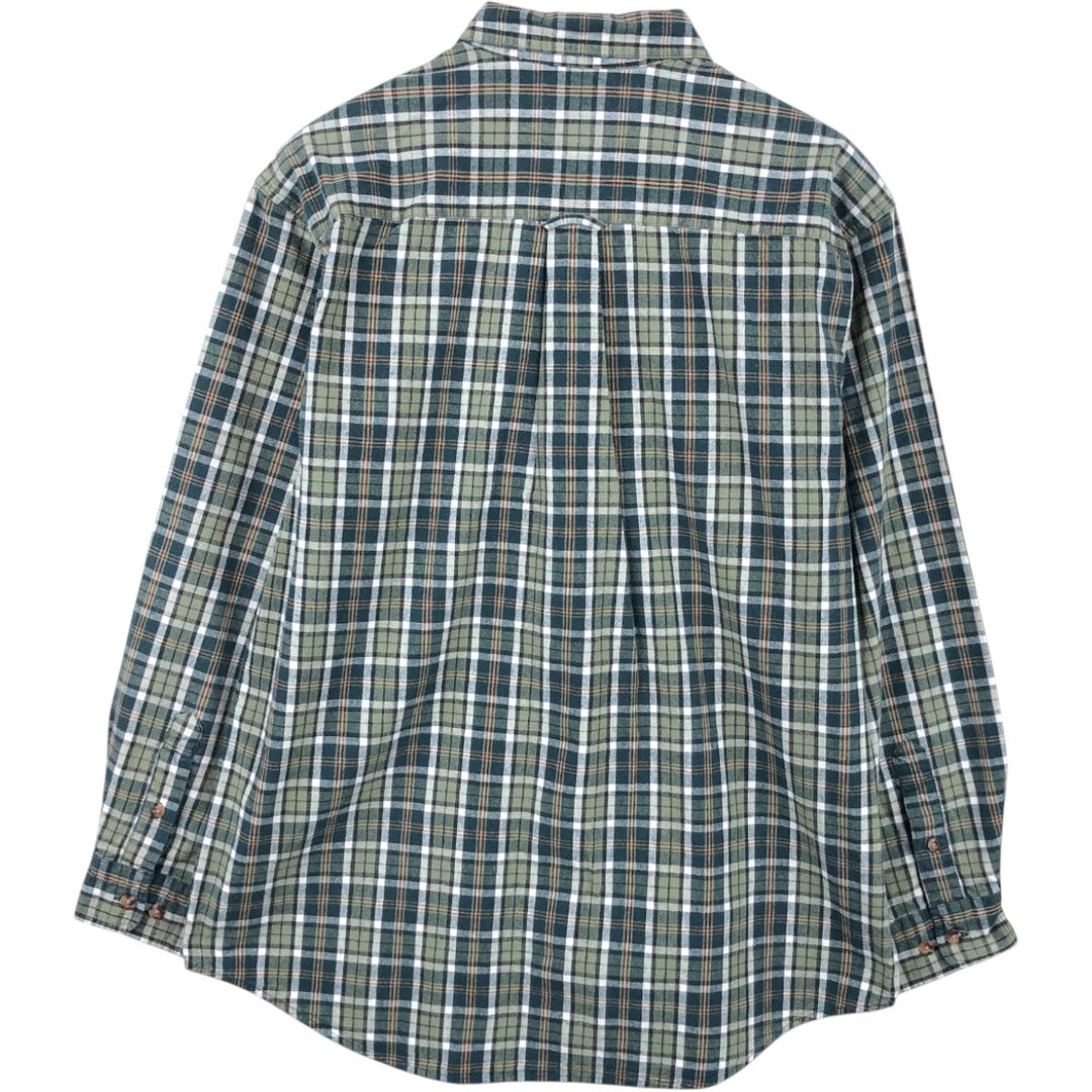 Eddie Bauer Long Sleeve Button-Down Check Shirt, Men's Size M cotton green type Vintage Second Hand