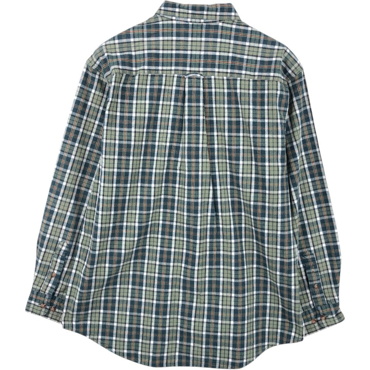 Eddie Bauer Long Sleeve Button-Down Check Shirt, Men's Size M cotton green type Vintage Second Hand
