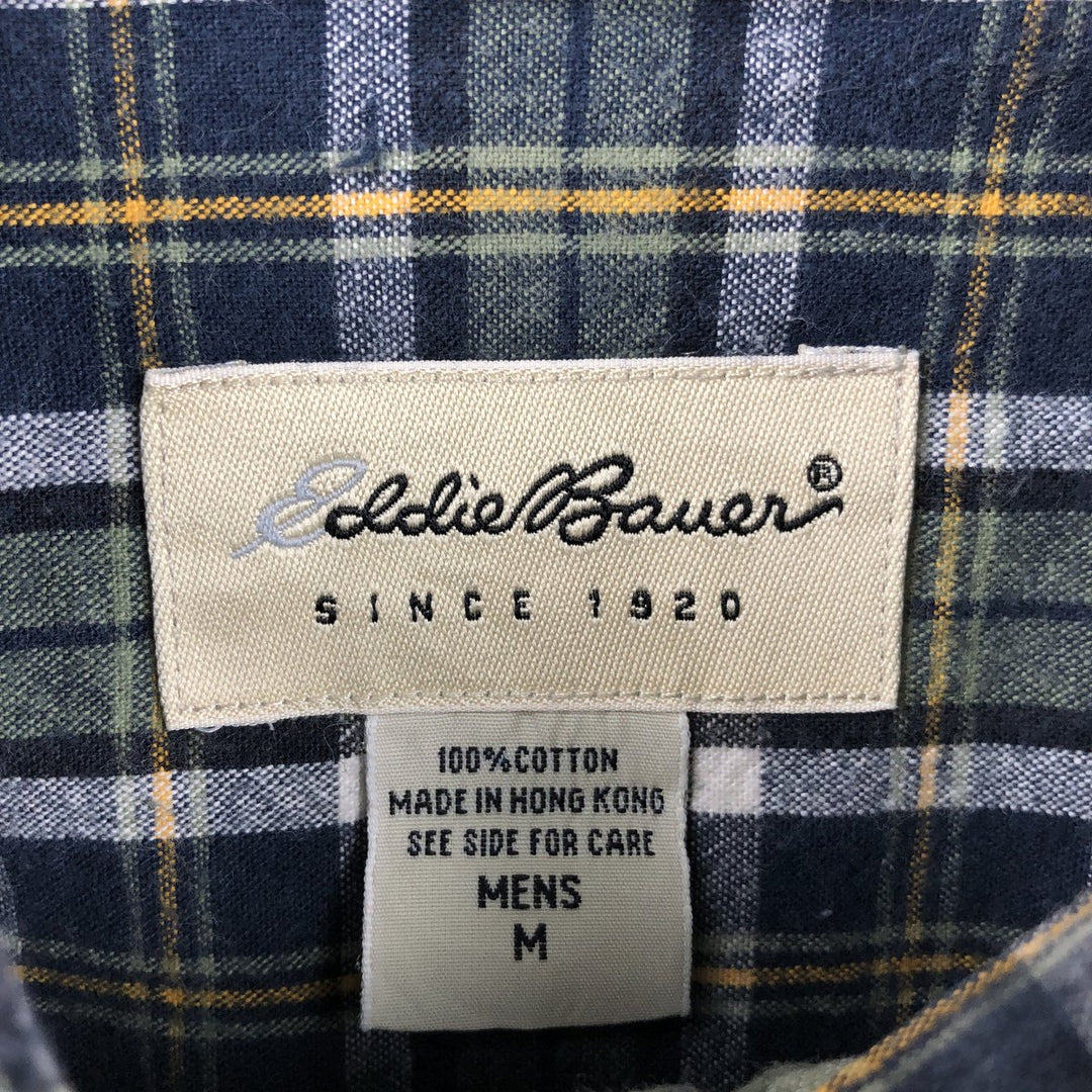 Eddie Bauer Long Sleeve Button-Down Check Shirt, Men's Size M cotton green type Vintage Second Hand