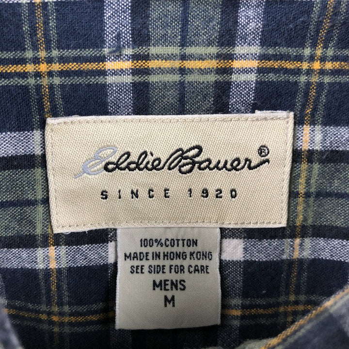 Eddie Bauer Long Sleeve Button-Down Check Shirt, Men's Size M cotton green type Vintage Second Hand