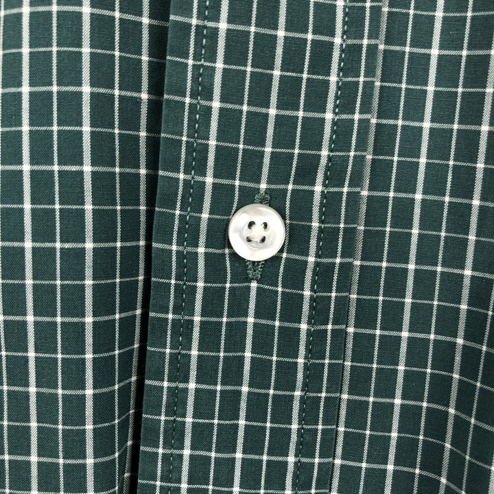 Vintage LLBean Professionally Altered Long-Sleeve Button-Down Check Shirt (Men's Size L, equivalent to 1990s) cotton green type Vintage Second Hand