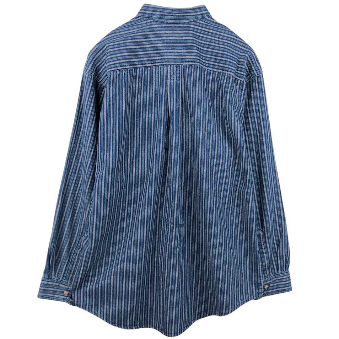 70s-80'S LL Bean Long-Sleeve Button-Down Striped Shirt, Made in USA, Men's XL (approx.) Vintage cotton blue type Vintage Second Hand