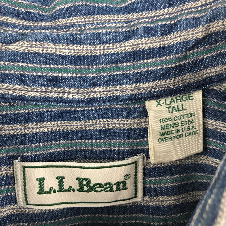 70s-80'S LL Bean Long-Sleeve Button-Down Striped Shirt, Made in USA, Men's XL (approx.) Vintage cotton blue type Vintage Second Hand