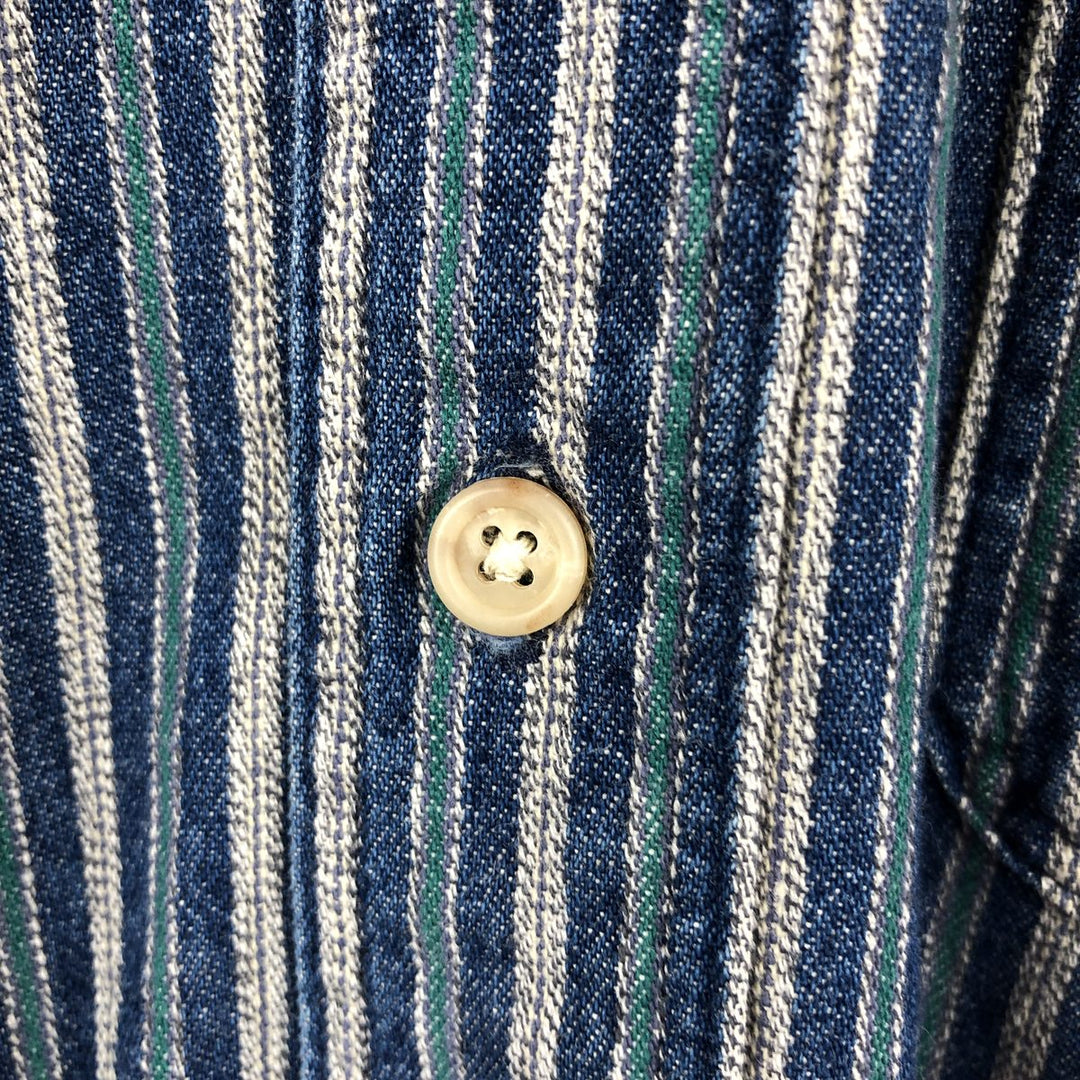 70s-80'S LL Bean Long-Sleeve Button-Down Striped Shirt, Made in USA, Men's XL (approx.) Vintage cotton blue type Vintage Second Hand