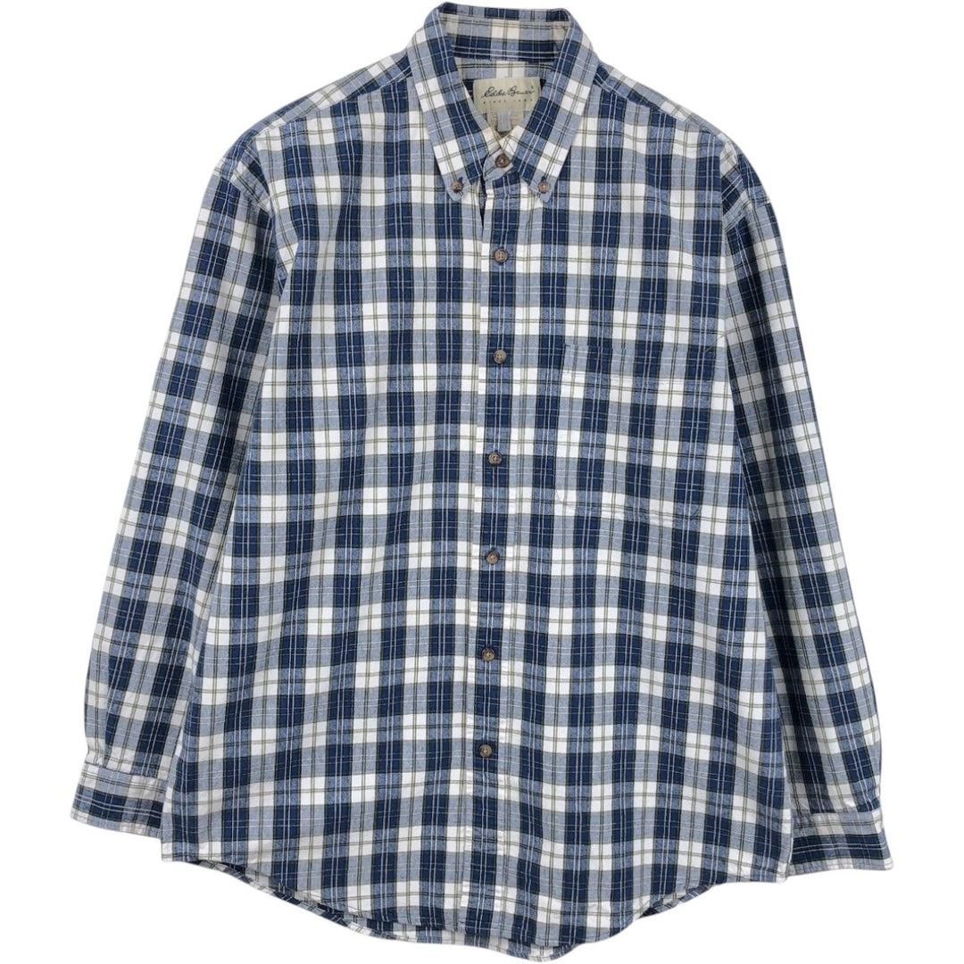 Eddie Bauer Long Sleeve Button-Down Check Shirt, Men's Size M cotton blue type Vintage Second Hand