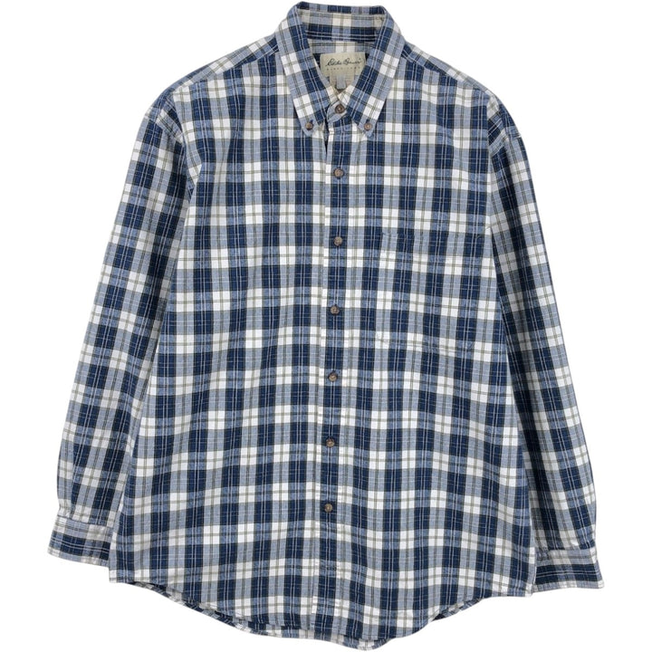 Eddie Bauer Long Sleeve Button-Down Check Shirt, Men's Size M cotton blue type Vintage Second Hand