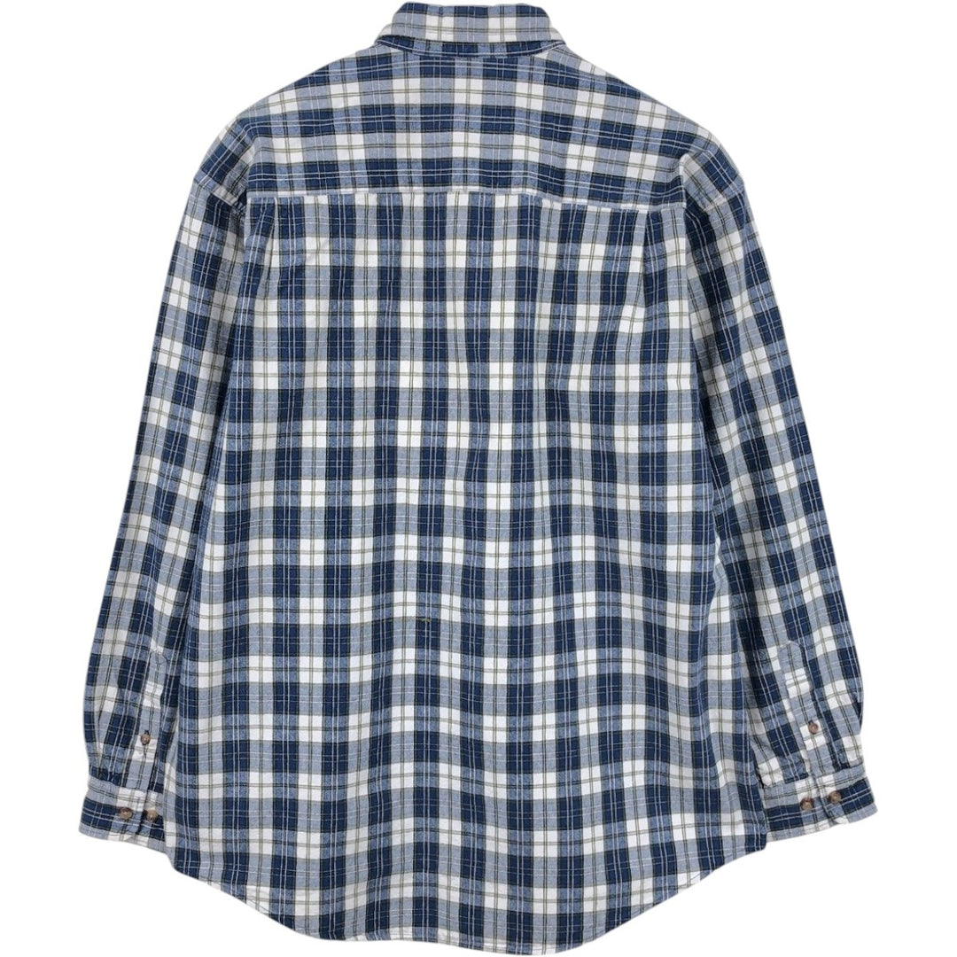 Eddie Bauer Long Sleeve Button-Down Check Shirt, Men's Size M cotton blue type Vintage Second Hand