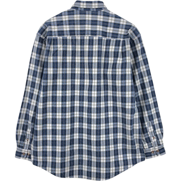 Eddie Bauer Long Sleeve Button-Down Check Shirt, Men's Size M cotton blue type Vintage Second Hand