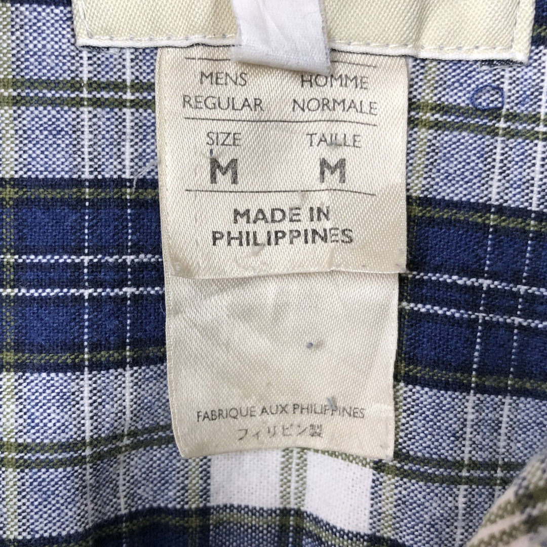 Eddie Bauer Long Sleeve Button-Down Check Shirt, Men's Size M cotton blue type Vintage Second Hand