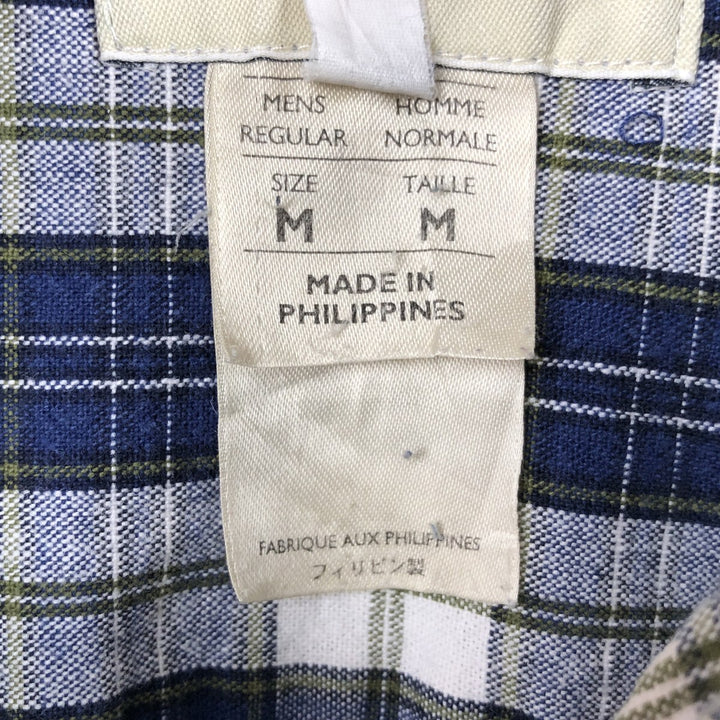 Eddie Bauer Long Sleeve Button-Down Check Shirt, Men's Size M cotton blue type Vintage Second Hand