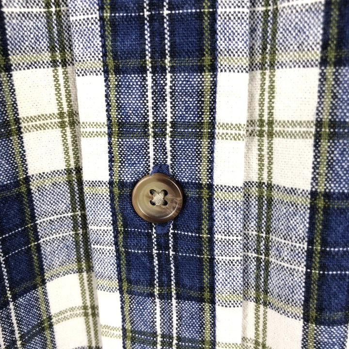 Eddie Bauer Long Sleeve Button-Down Check Shirt, Men's Size M cotton blue type Vintage Second Hand