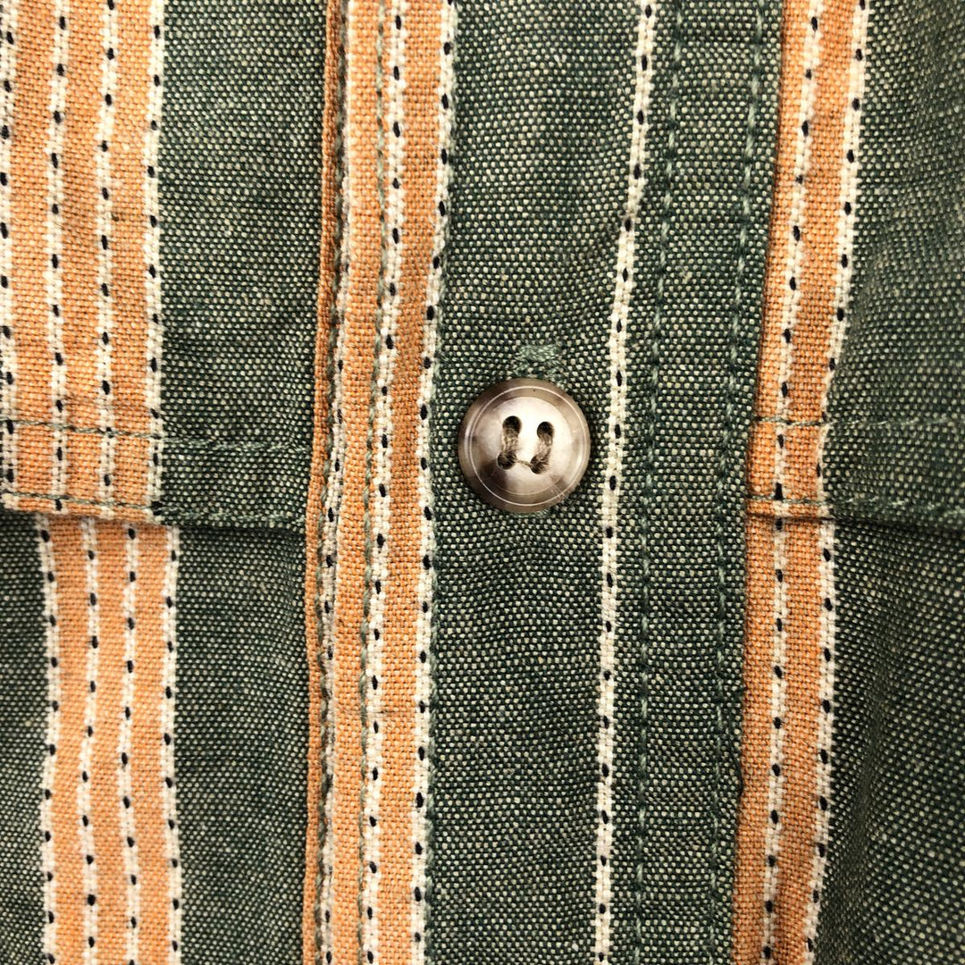 Guess Jeans Long-Sleeve Striped Shirt, Made in USA, Men's Size XL (approx.) cotton Khaki type Vintage Second Hand