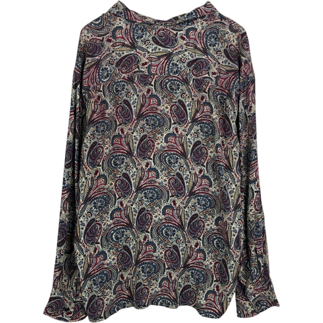 Guess Paisley Pattern Open Collar Long Sleeve Rayon Shirt, Men's Size XL (approx.) Rayon multicolor Vintage Second Hand