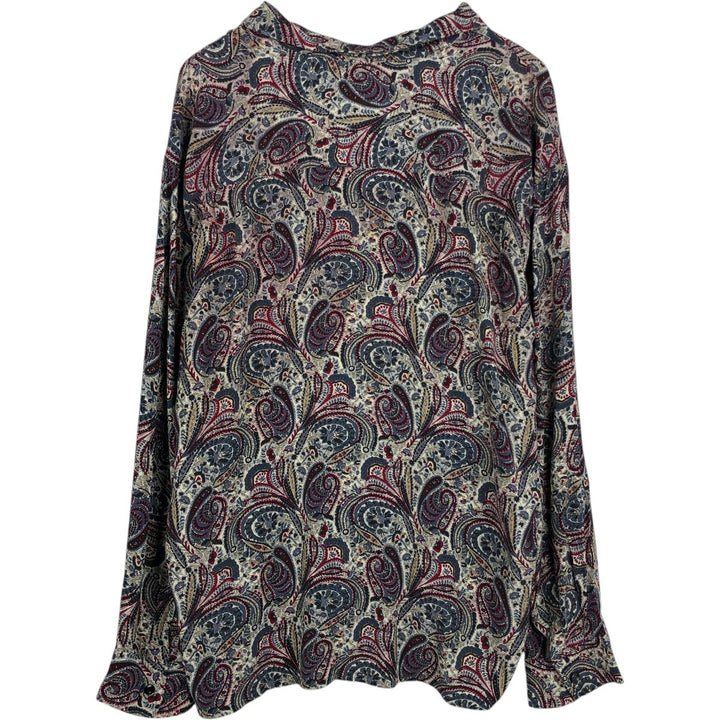 Guess Paisley Pattern Open Collar Long Sleeve Rayon Shirt, Men's Size XL (approx.) Rayon multicolor Vintage Second Hand