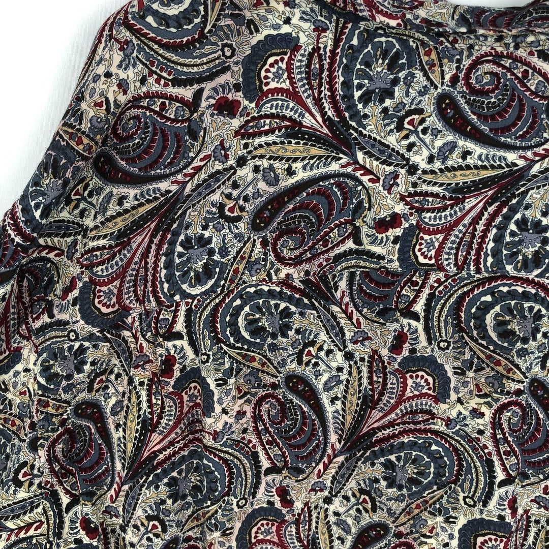 Guess Paisley Pattern Open Collar Long Sleeve Rayon Shirt, Men's Size XL (approx.) Rayon multicolor Vintage Second Hand