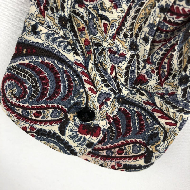 Guess Paisley Pattern Open Collar Long Sleeve Rayon Shirt, Men's Size XL (approx.) Rayon multicolor Vintage Second Hand