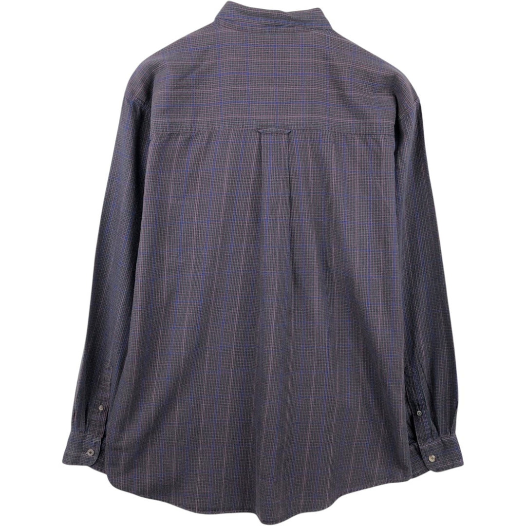 1980'S Eddie Bauer Black Tag Long-Sleeve Button-Down Check Shirt, Men's Size L (Equivalent), Vintage cotton Green type dark green Vintage Second Hand