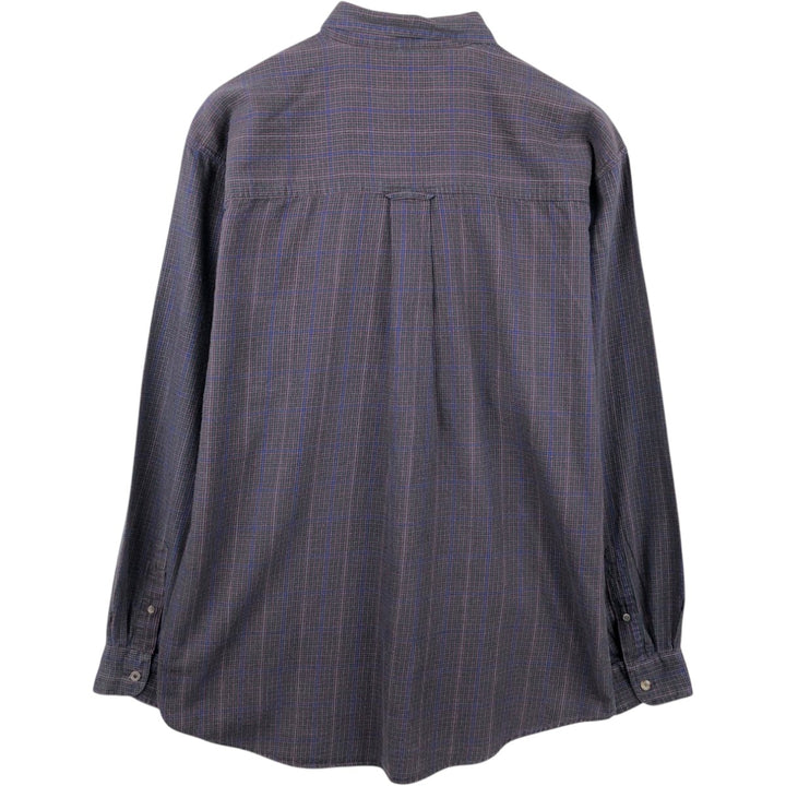 1980'S Eddie Bauer Black Tag Long-Sleeve Button-Down Check Shirt, Men's Size L (Equivalent), Vintage cotton Green type dark green Vintage Second Hand