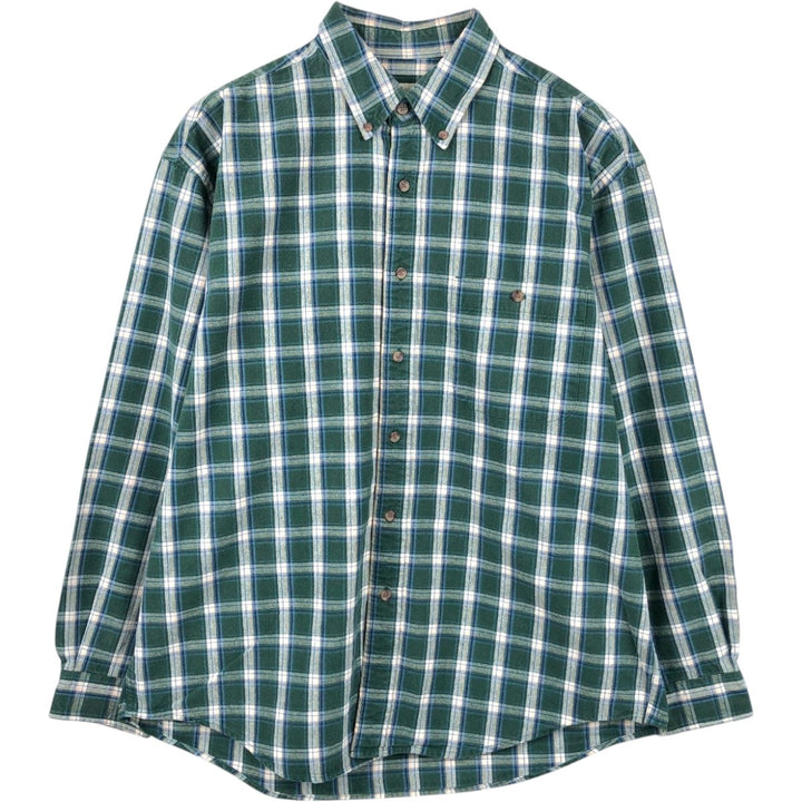Eddie Bauer Long Sleeve Button-Down Check Shirt, Men's Size L cotton green type Vintage Second Hand