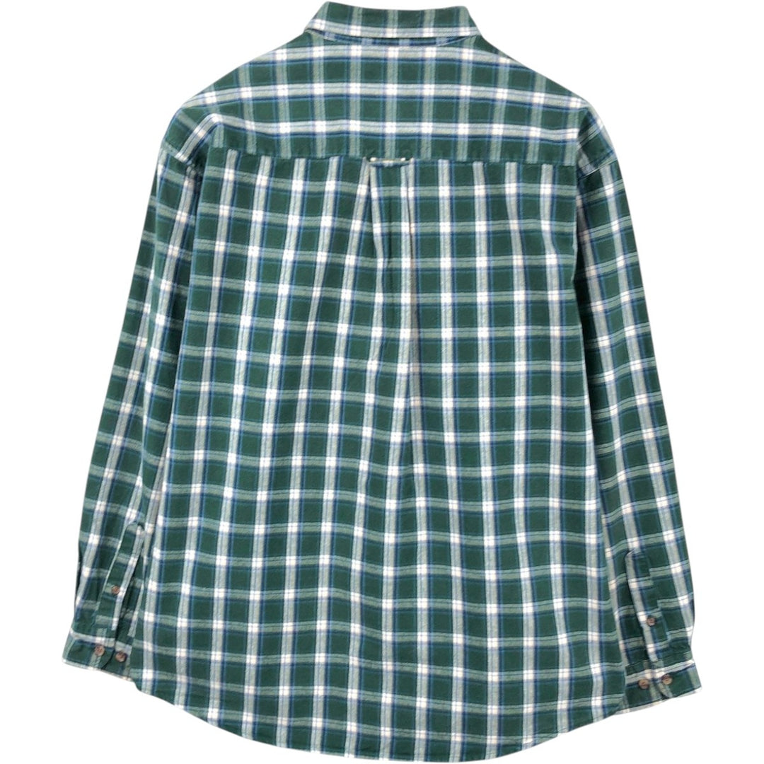 Eddie Bauer Long Sleeve Button-Down Check Shirt, Men's Size L cotton green type Vintage Second Hand