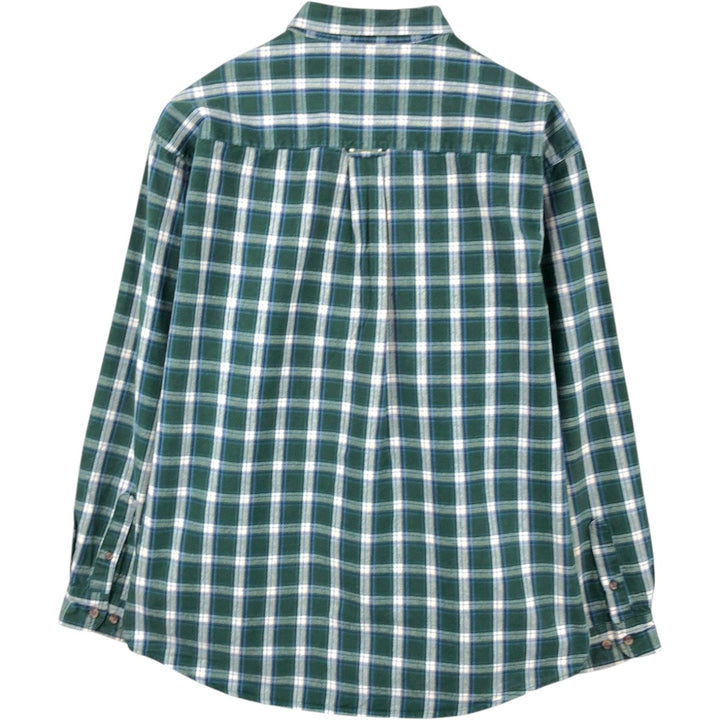 Eddie Bauer Long Sleeve Button-Down Check Shirt, Men's Size L cotton green type Vintage Second Hand