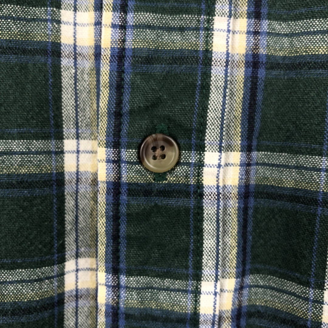 Eddie Bauer Long Sleeve Button-Down Check Shirt, Men's Size L cotton green type Vintage Second Hand