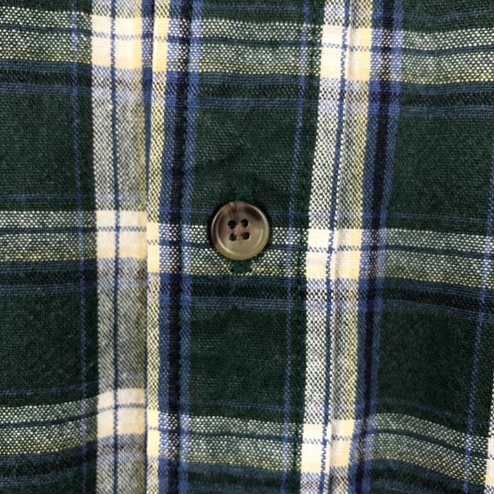 Eddie Bauer Long Sleeve Button-Down Check Shirt, Men's Size L cotton green type Vintage Second Hand