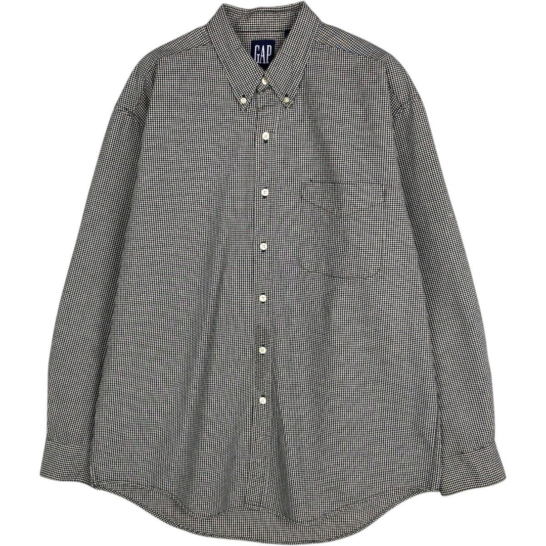 90'S GAP Vintage Long Sleeve Button-Down Check Shirt, Men's Size L cotton black type Vintage Second Hand