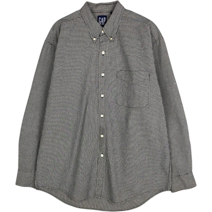 90'S GAP Vintage Long Sleeve Button-Down Check Shirt, Men's Size L cotton black type Vintage Second Hand