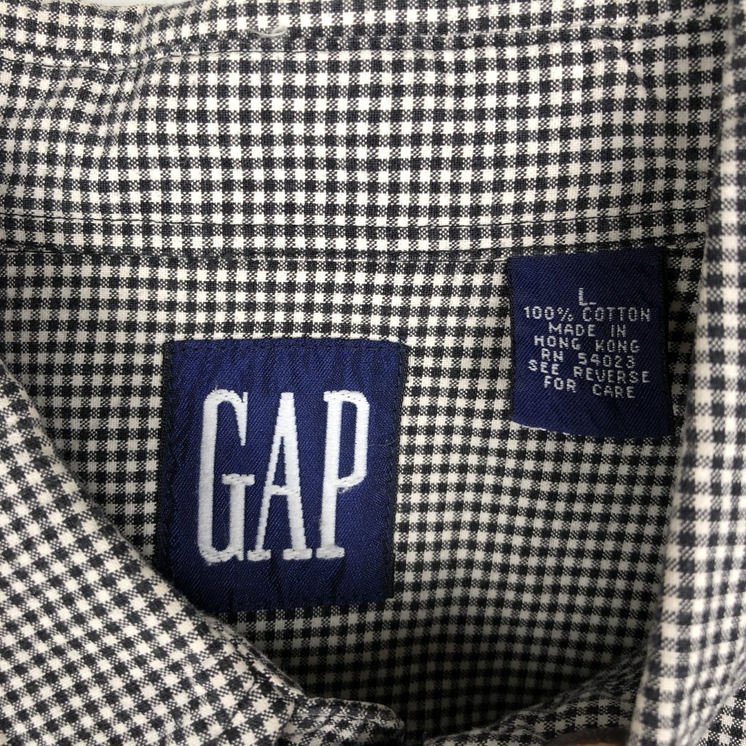 90'S GAP Vintage Long Sleeve Button-Down Check Shirt, Men's Size L cotton black type Vintage Second Hand