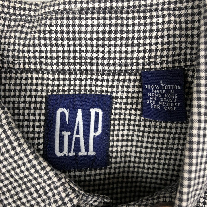 90'S GAP Vintage Long Sleeve Button-Down Check Shirt, Men's Size L cotton black type Vintage Second Hand