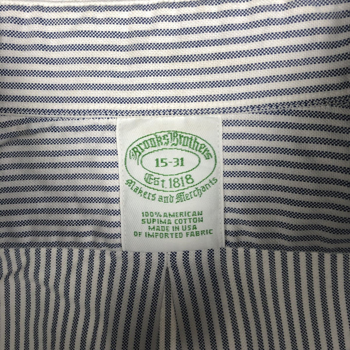 1990'S Brooks Brothers Long-Sleeve Button-Down Striped Shirt, Made in USA, Men's Size M (Equivalent), Vintage cotton blue type Vintage Second Hand