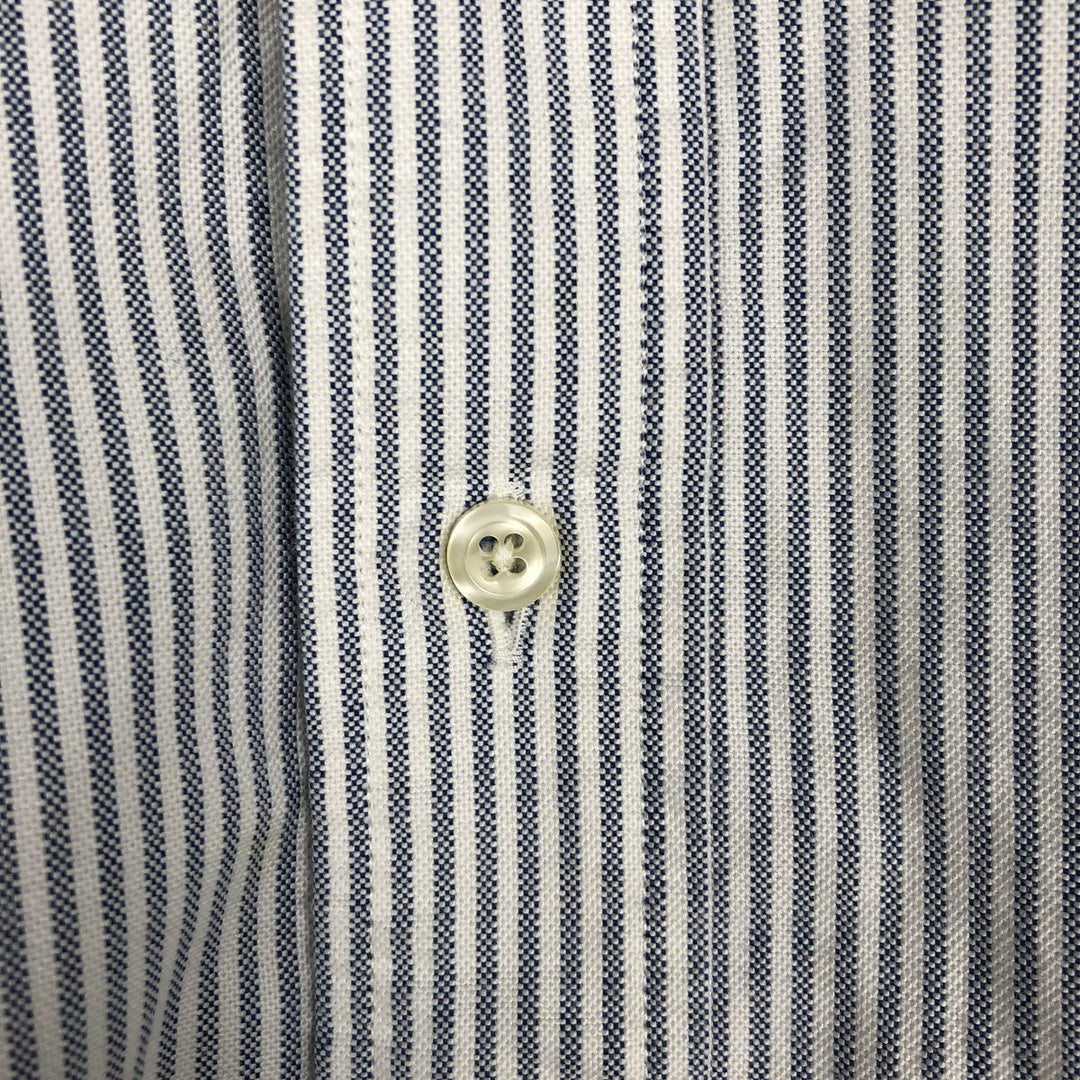 1990'S Brooks Brothers Long-Sleeve Button-Down Striped Shirt, Made in USA, Men's Size M (Equivalent), Vintage cotton blue type Vintage Second Hand