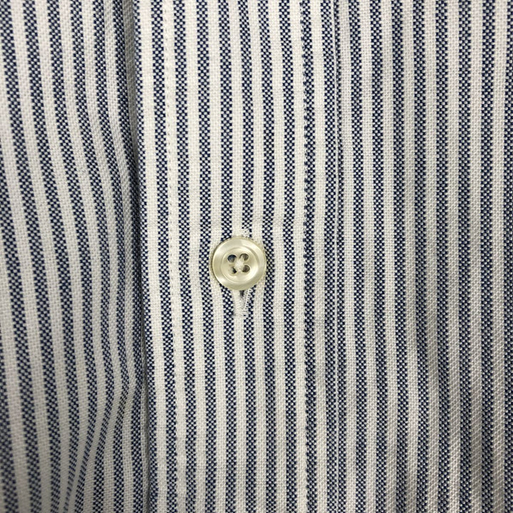 1990'S Brooks Brothers Long-Sleeve Button-Down Striped Shirt, Made in USA, Men's Size M (Equivalent), Vintage cotton blue type Vintage Second Hand